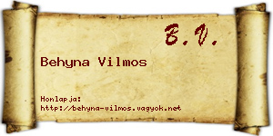 Behyna Vilmos névjegykártya